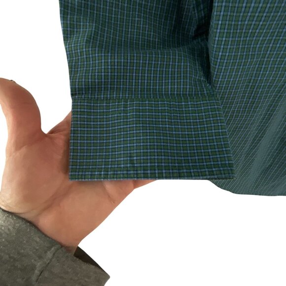 Chaps Mens Green Plaid Button-Down Shirt M Tall Long Sleeve Cotton Blend Easy Ca - Picture 8 of 11